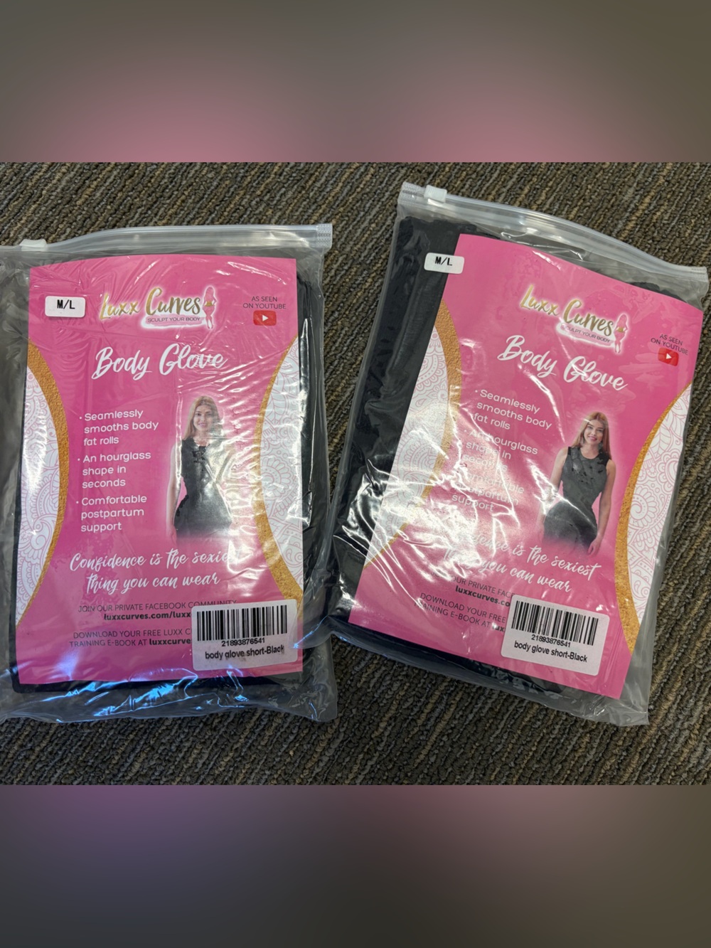 New in Package Lot of 2 Luxx Curves Body Glove Black Body Shaper size M/L